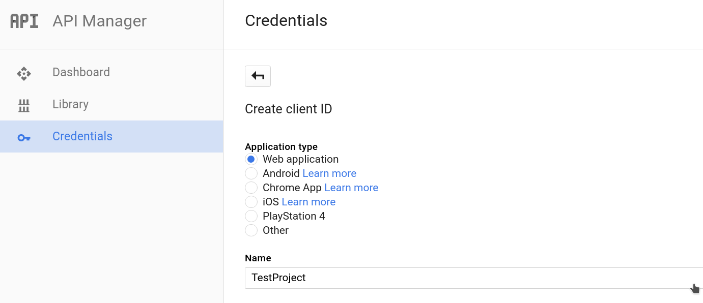 Create OAuth Client ID